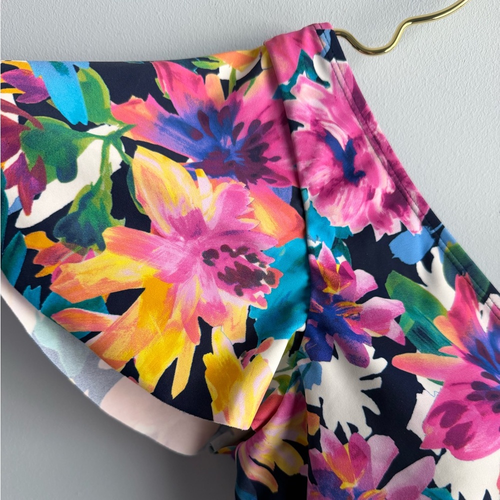 Swim Solutions Floral One-Piece Swimsuit in Navy, Pink, Yellow & Green - Picture 3 of 13